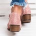 Size:4.5-11 Women Boho Carving Design Low Top Boots Shoes