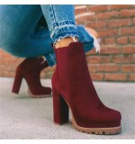 Size:4.5-11 Women Fashion Elastic Design Block Heels Short Boots