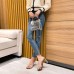 Women Fashion Rhinestone Decorative Cross Design Chunky Heel Sandals