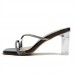 Women Fashion Rhinestone Decorative Cross Design Chunky Heel Sandals