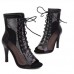 Women'S Fashion Round Toe Mesh Stiletto Hollow Lace Up Short Boots