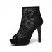 Women Fashion Hollow Retro Embroidery Back Zip Short Stiletto Heel Boots