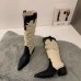 Women Fashion Retro Solid Color Pointed Toe Western Denim Heap High Boots