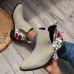 Women Fashion Vintage Plus Size Floral Side Zipper Short Chelsea Boots