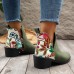 Women Fashion Vintage Plus Size Floral Side Zipper Short Chelsea Boots