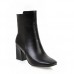 Autumn And Winter Women Fashion Solid Color Side Zipper Pu Square Toe Chunky Heel Mid-Calf Boots