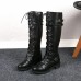 Women Fashion Plus Size Solid Color Strap Rivet High Boots