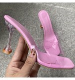 Summer Women Fashion Plus Size Candy Color Transparent High Heel Slippers